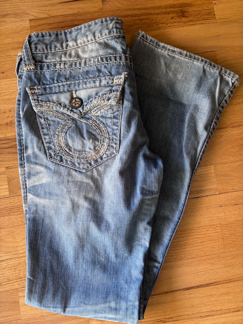 Big Star Women's Light Blue Bootcut Jeans with Embroidered Pocket